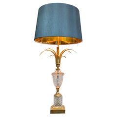 S A Boulanger Gold Glass Crystal Table Lamp