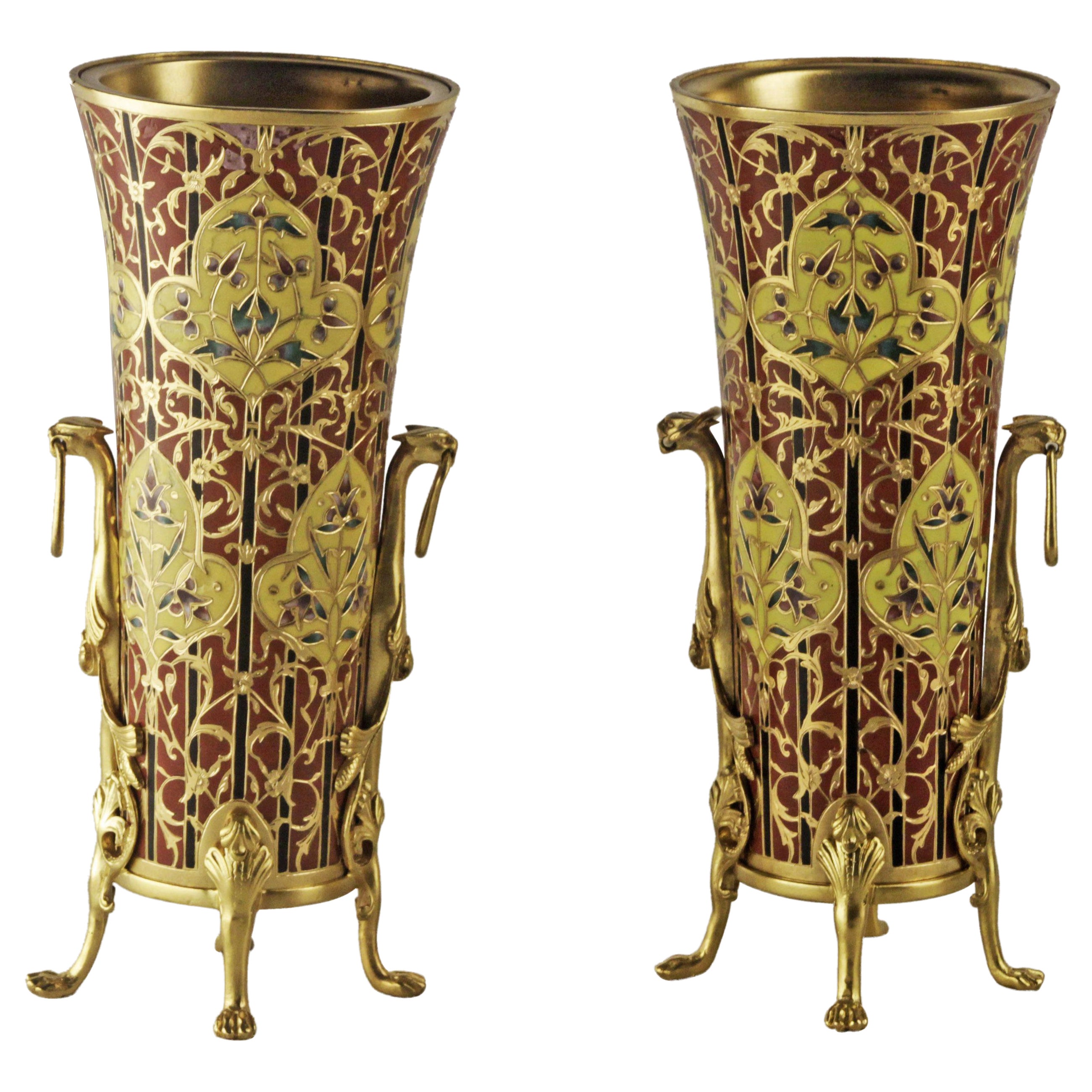 Paire de vases fonderie Barbediene France Napoléon III  en vente