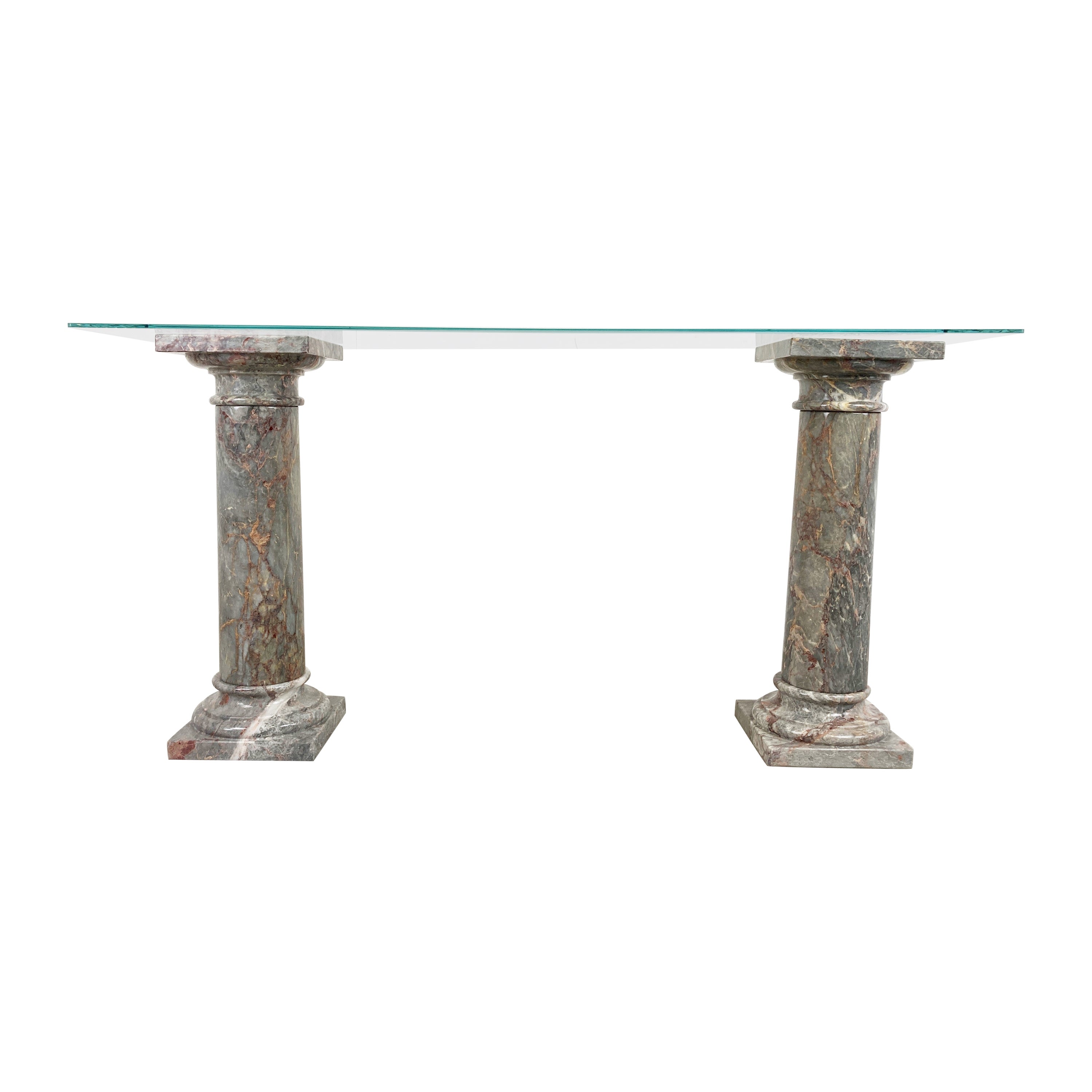 Vintage Marble Column Console Table Italy, 1960s For Sale