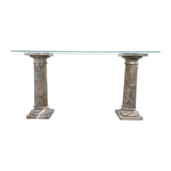 Table console à colonne en marbre vintage, Italie, années 1960