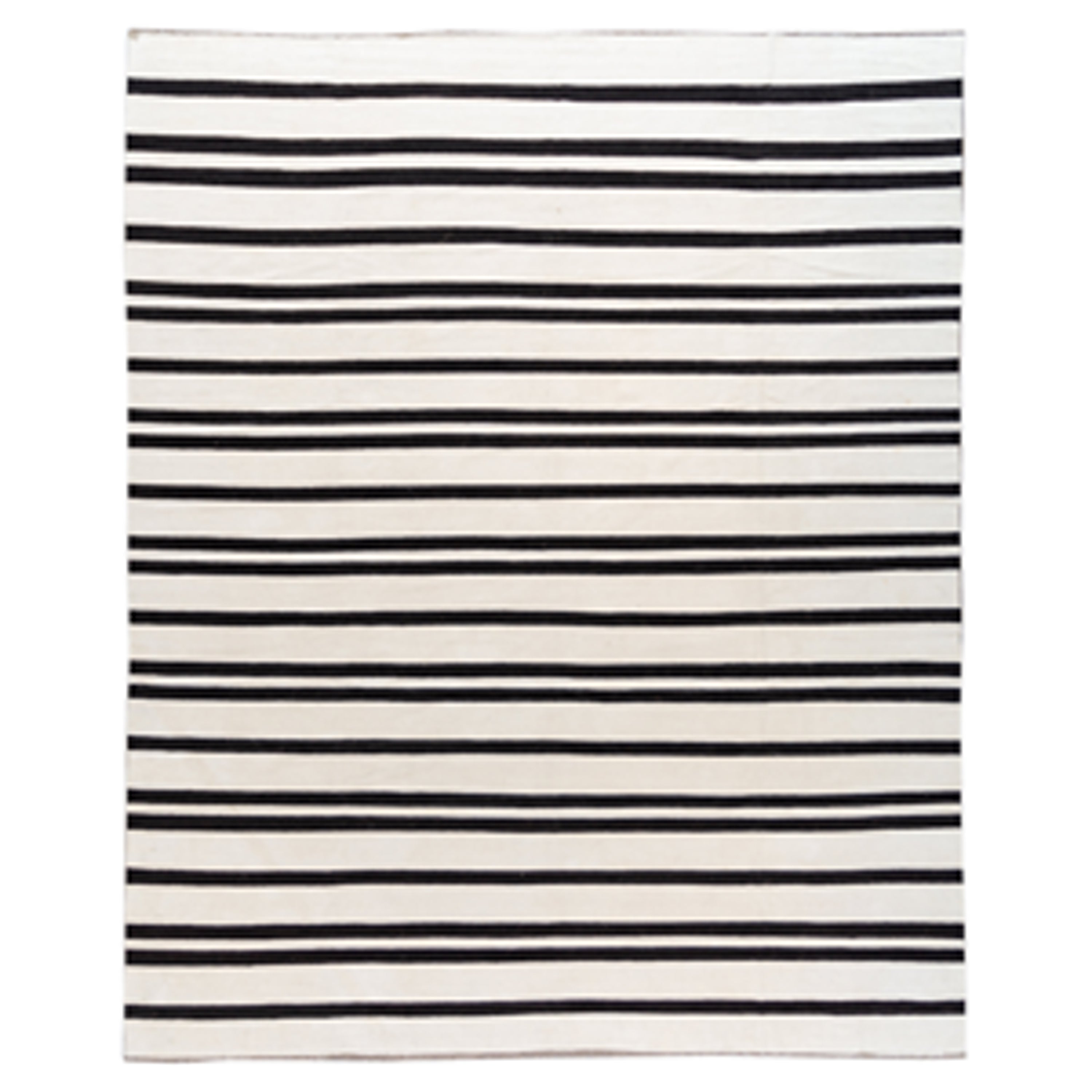 Modern Flatweave Black and White Striped Kilim Rug