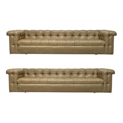 Pair of Party Sofas by Edward Wormley for Dunbar in Original Leather