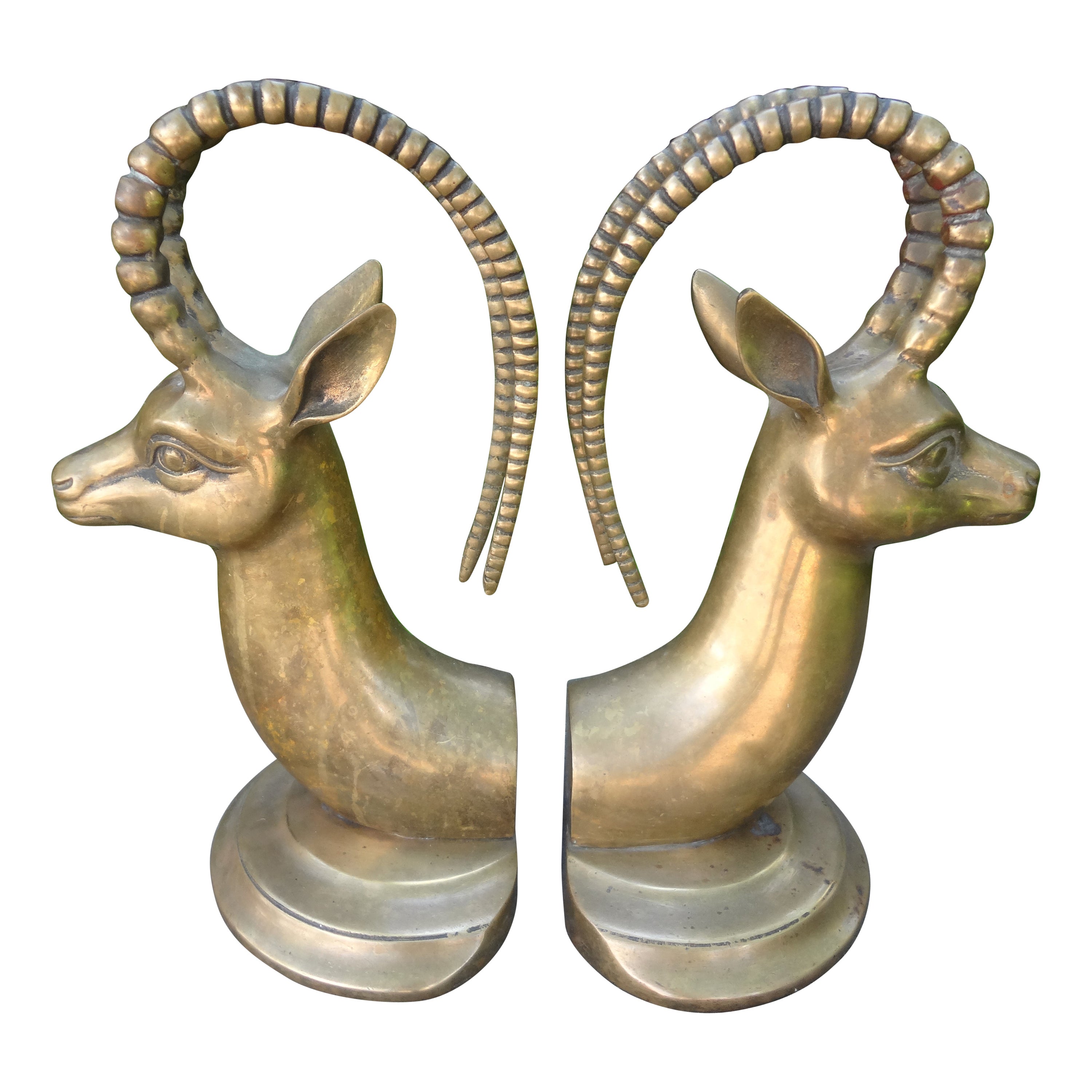 Pair of Vintage Polished Cast Brass Duck Bookends, circa 1950 at 1stDibs