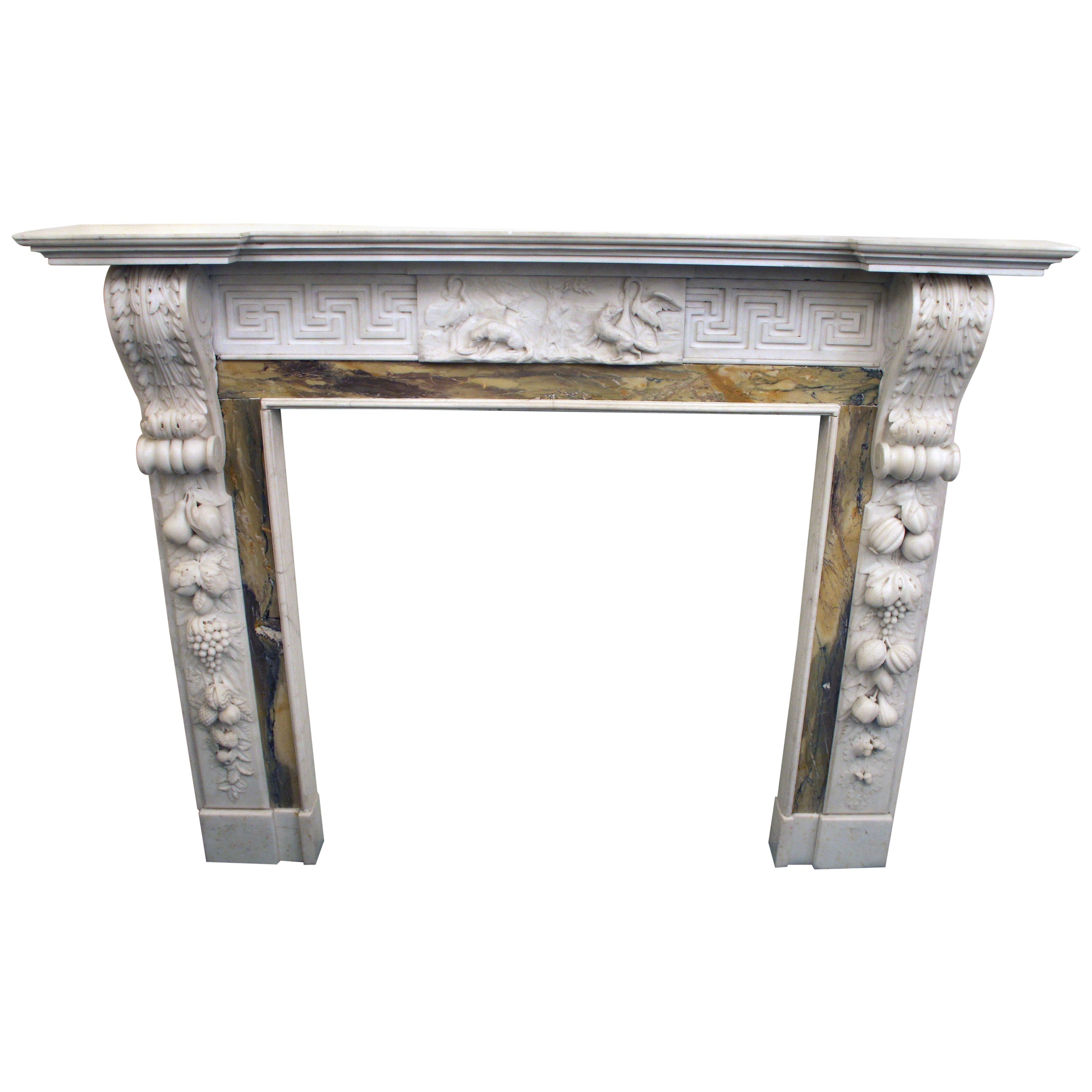 19th Century Fine George II Sienna and Marble Fireplace after Sir Henry Cheere For Sale