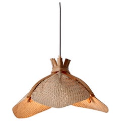 Rare Mid-Century Modern Fan Uchiwa Pendant Lamp or Hanging Light Germany 1970s 