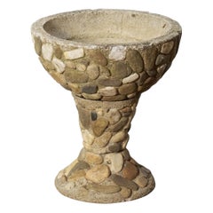 Vintage Raised Pebble-Pot Garden Planter or Urn with Embedded Stones from France