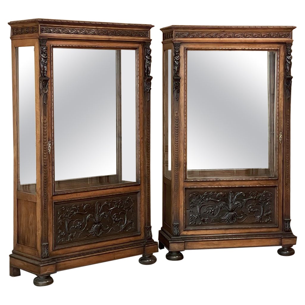 Pair of Antique Glass Door Bookcases For Sale at 1stDibs