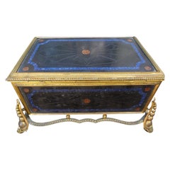 19th Century French Bronze Box with Semi Precious Stones