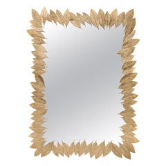 Contemporary Wall Mirror Made From Leaves Molded In Brass Casting