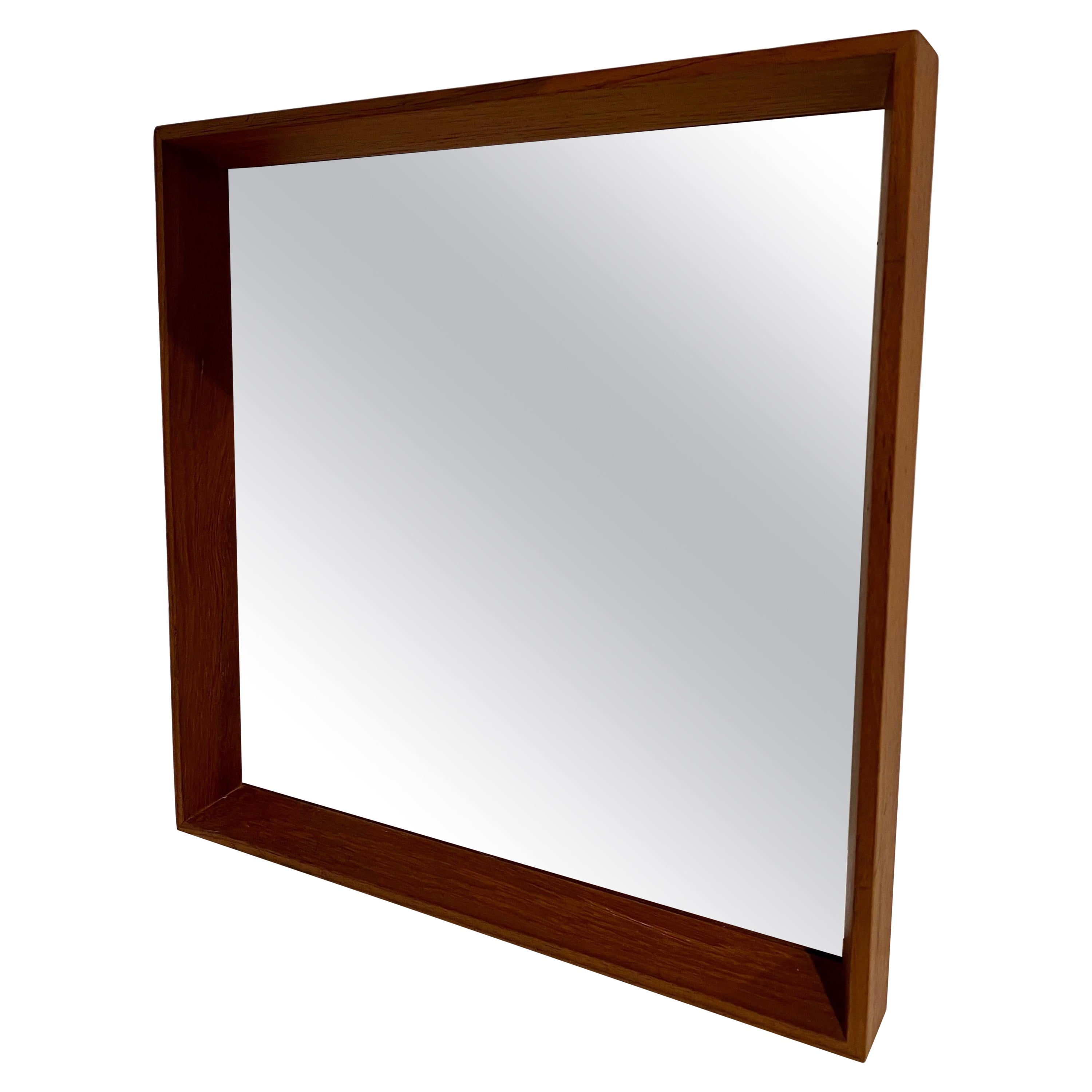 Danish Modern Solid Teak Frame Mirror Attributed to Pedersen & Hansen For Sale
