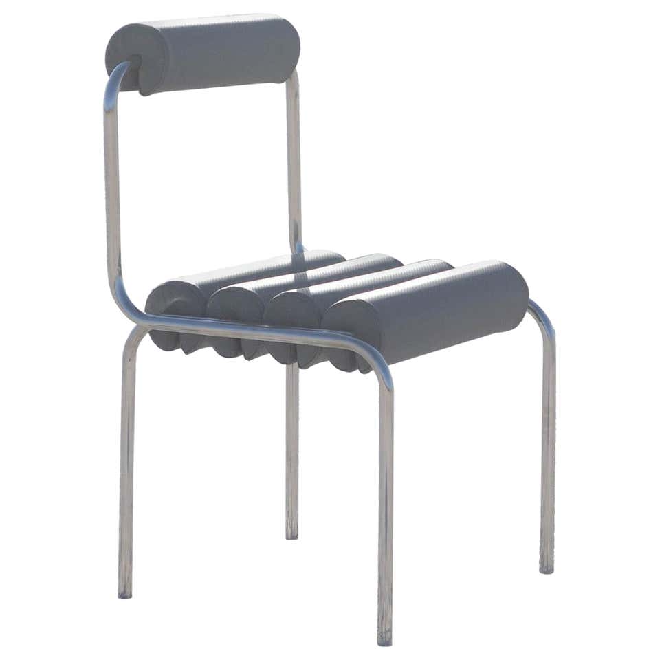 French Mid Century Plastic String Chair with Tubular Steel Frame For ...