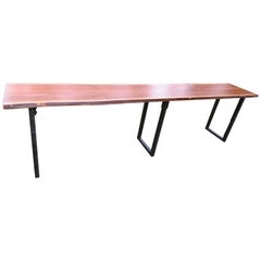 Magnificent Large Scale Live Edge Walnut Andrew Pearce Console Table Solid Steel