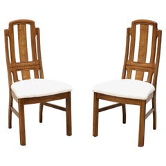 BROYHILL PREMIER Mid 20th Century Oak Brutalist Style Dining Side Chairs -Pair B