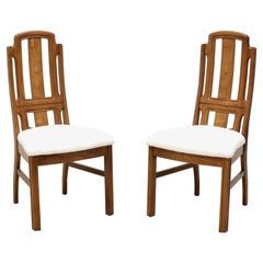 Vintage BROYHILL PREMIER Mid 20th Century Oak Brutalist Style Dining Side Chairs -Pair B