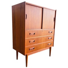 Danish Modern Teak Chest with Sliding Doors