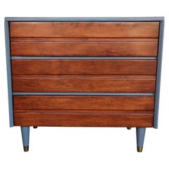 Slate Blue Mid-Century Cherry Chest of Drawers