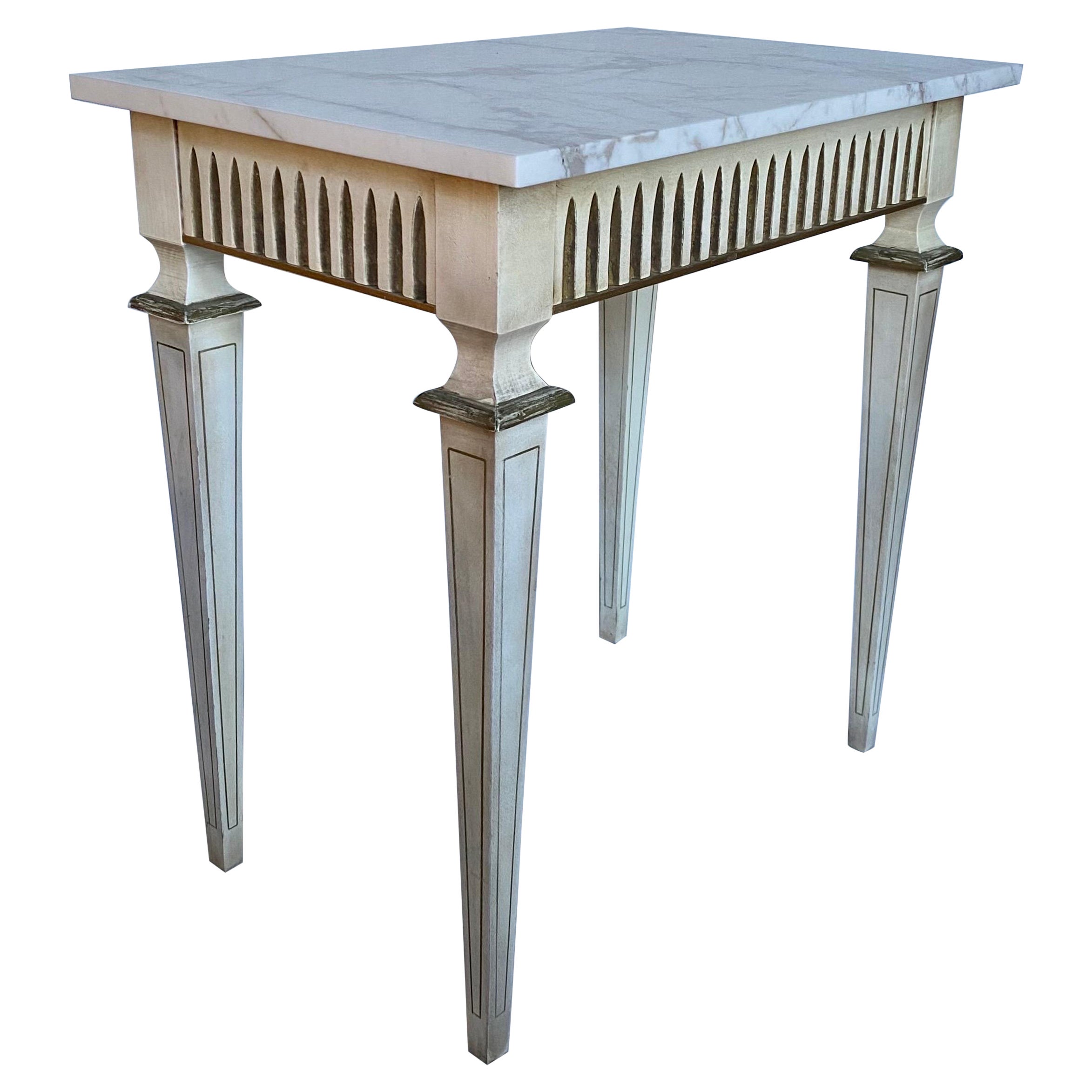 Consola o centro de mesa de mármol italiano de estilo neoclásico Luis XVI