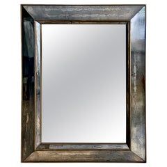 Faceted Oxidized Antiqued Panel 1940s Wall Mirror