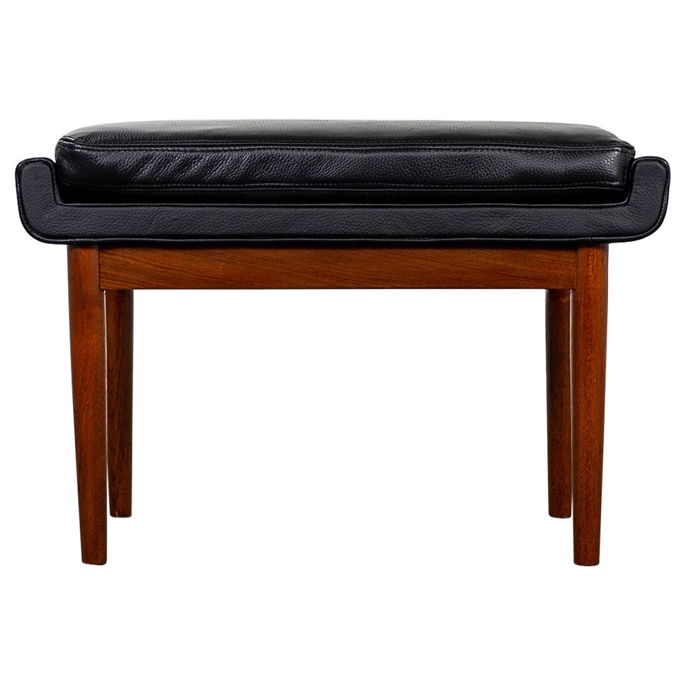 Danish Leather & Teak Footstool