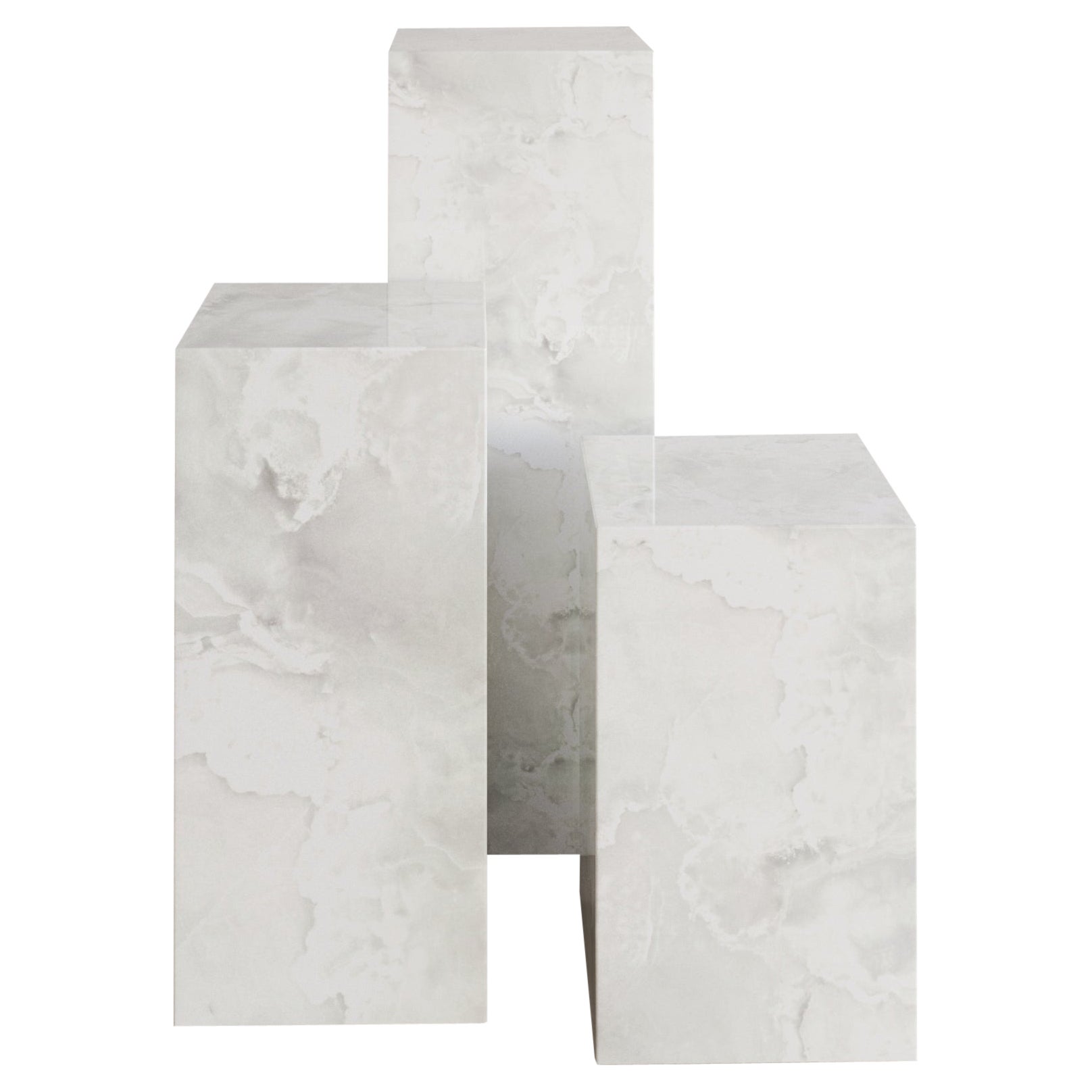 Bianco Onyx Ètoile 650mm Pedestal by the Essentialist For Sale