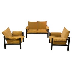 Rare and Impressive Love Seat and Two Matching Armchairs by A. Sibau, 1980s