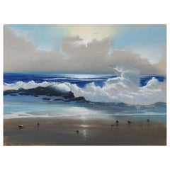 Retro Seascape Pastel Painting