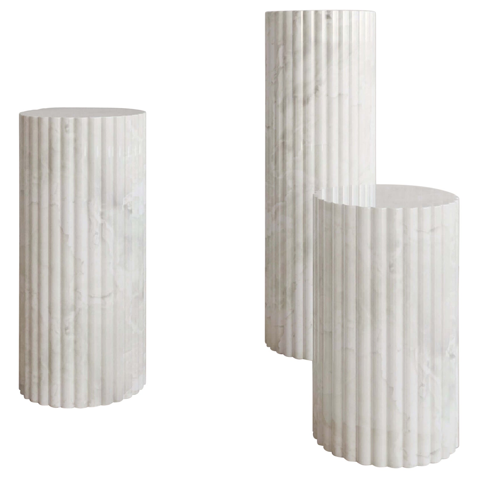 900mm Bianco Onyx Antica Pedestal by The Essentialist For Sale