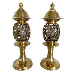 Vintage Solid Brass Scroll Table Lamps-A Pair