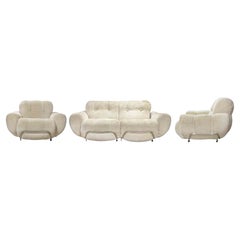 Vintage Sofa and Armchairs Set in the Style of Adriano Piazzesi, 1970s