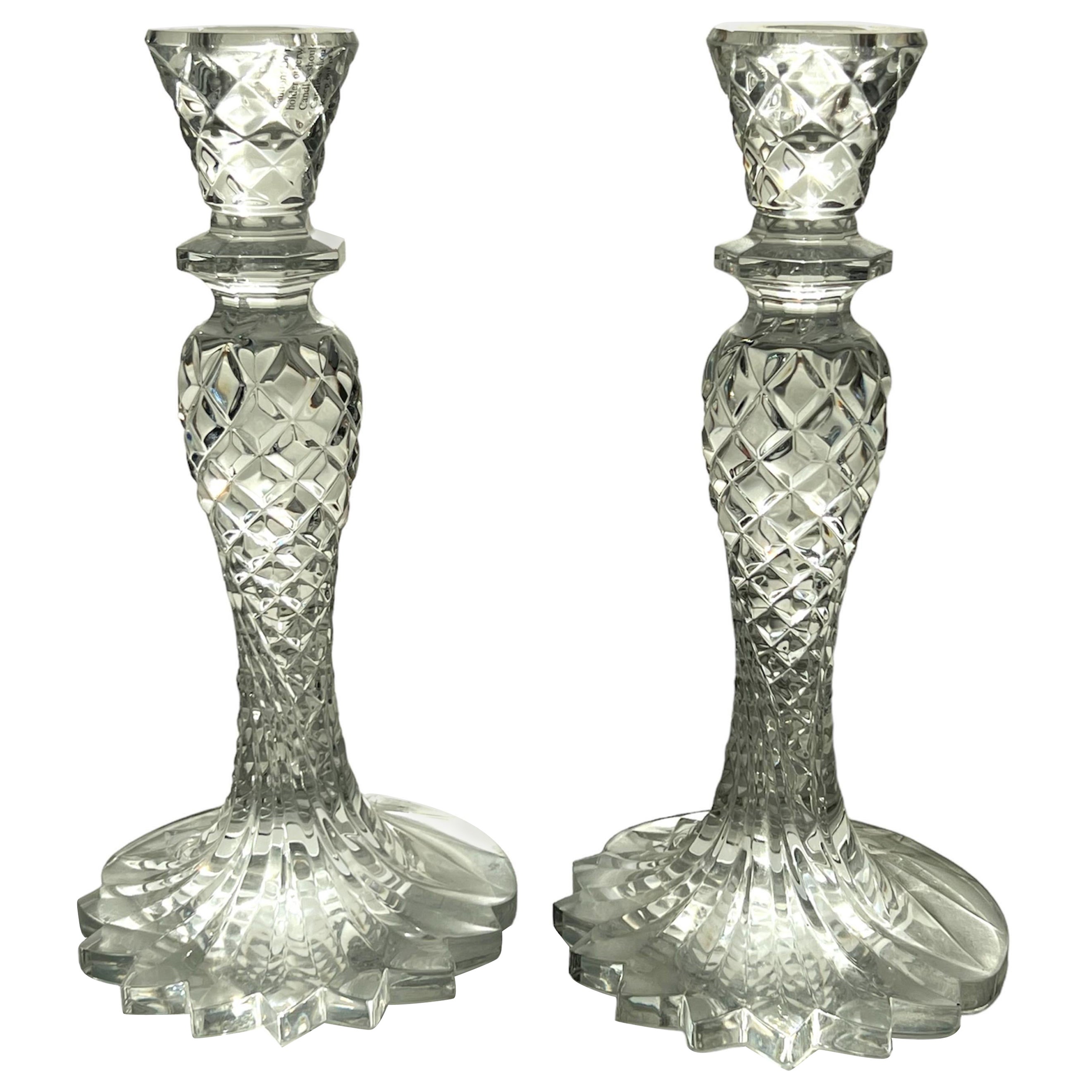 Waterford Crystal Pair of Sea Jewel Seahorse Candlesticks in Boxes For Sale