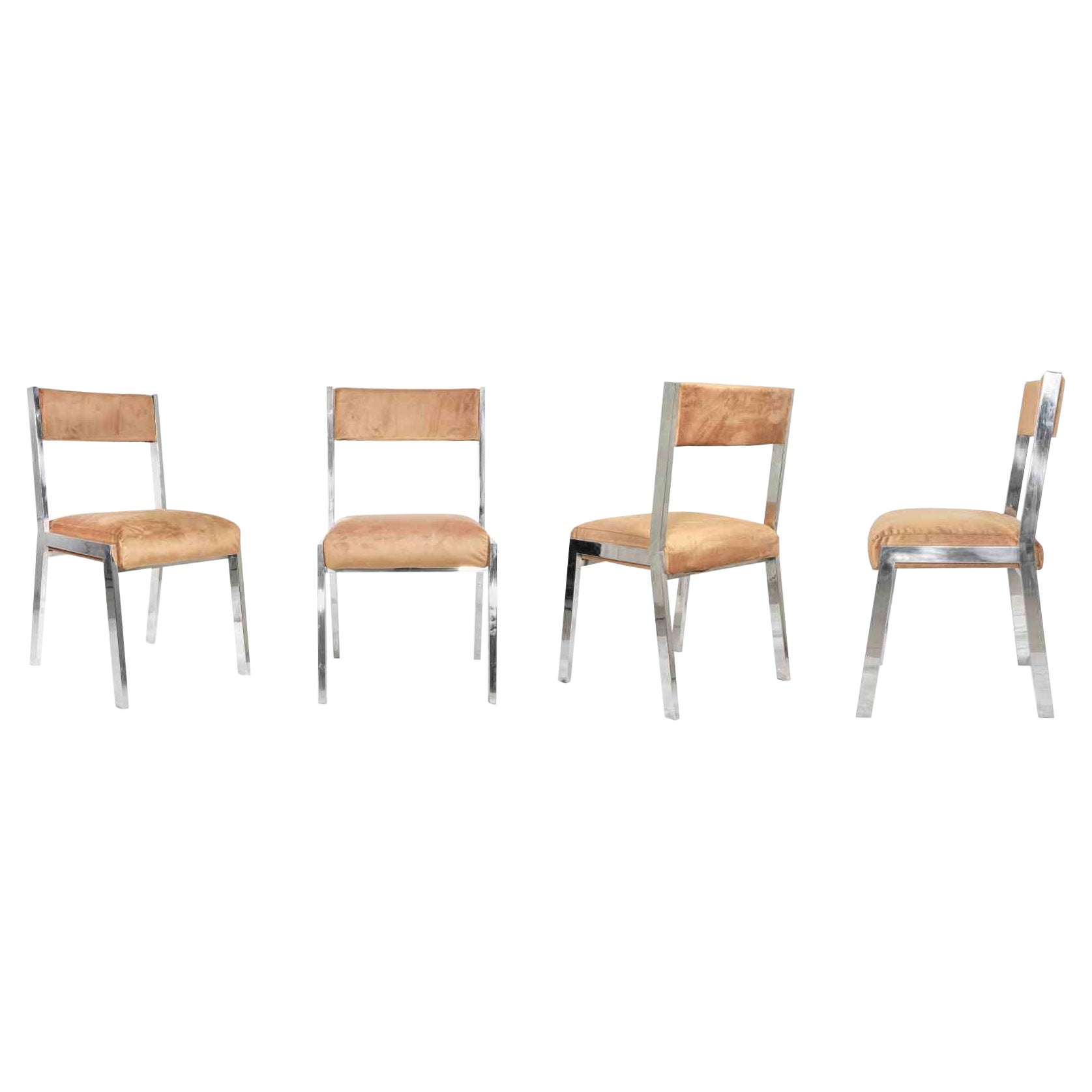 Set of 4 Chairs by Willy Rizzo, Italy, 1970s For Sale