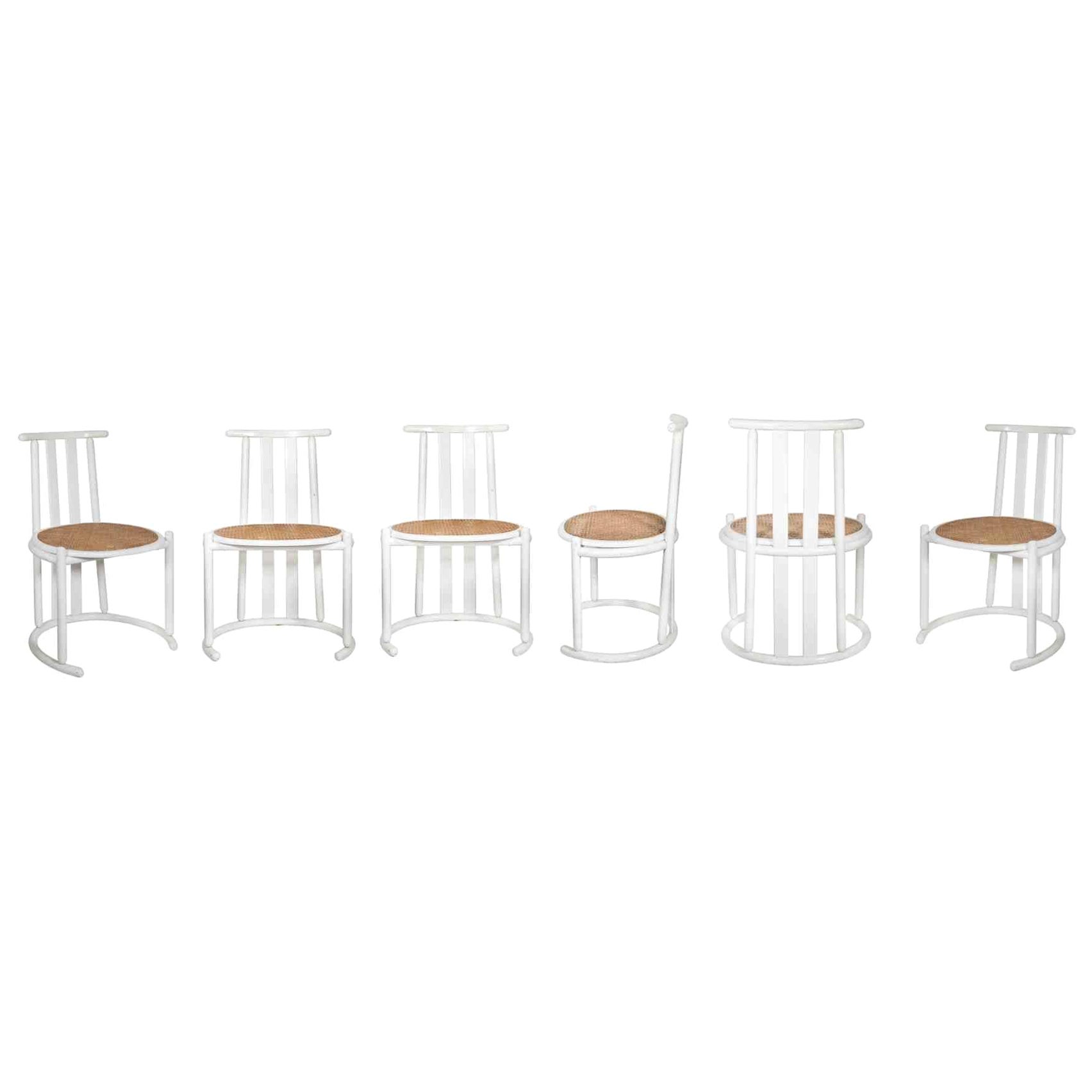 Set of Six Chairs Baumann Style, Italy, 1970s For Sale