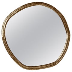  28" H Wall Mirror With Hand Hammered Brass