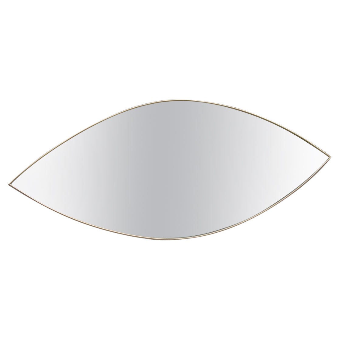 Particular Midcentury Italian Eye Shaped Mirror in Shaped Brass 1950s For Sale