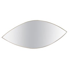 Vintage Particular Midcentury Italian Eye Shaped Mirror in Shaped Brass 1950s