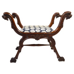 19th Century Mahogany Stool in the Italian Renaissance Style