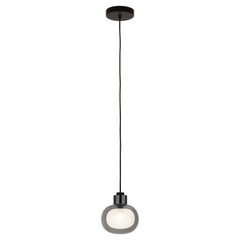 Lampe à suspension contemporaine 'Nabila 552.22' par Tooy, chrome noir, verre fumé
