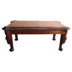 Large Antique Renaissance Revival Pollard Oak Table, circa 1835