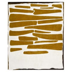 Colorful Contemporary Gold Rug Unusual Abstract Pattern, Tratto d`Oro