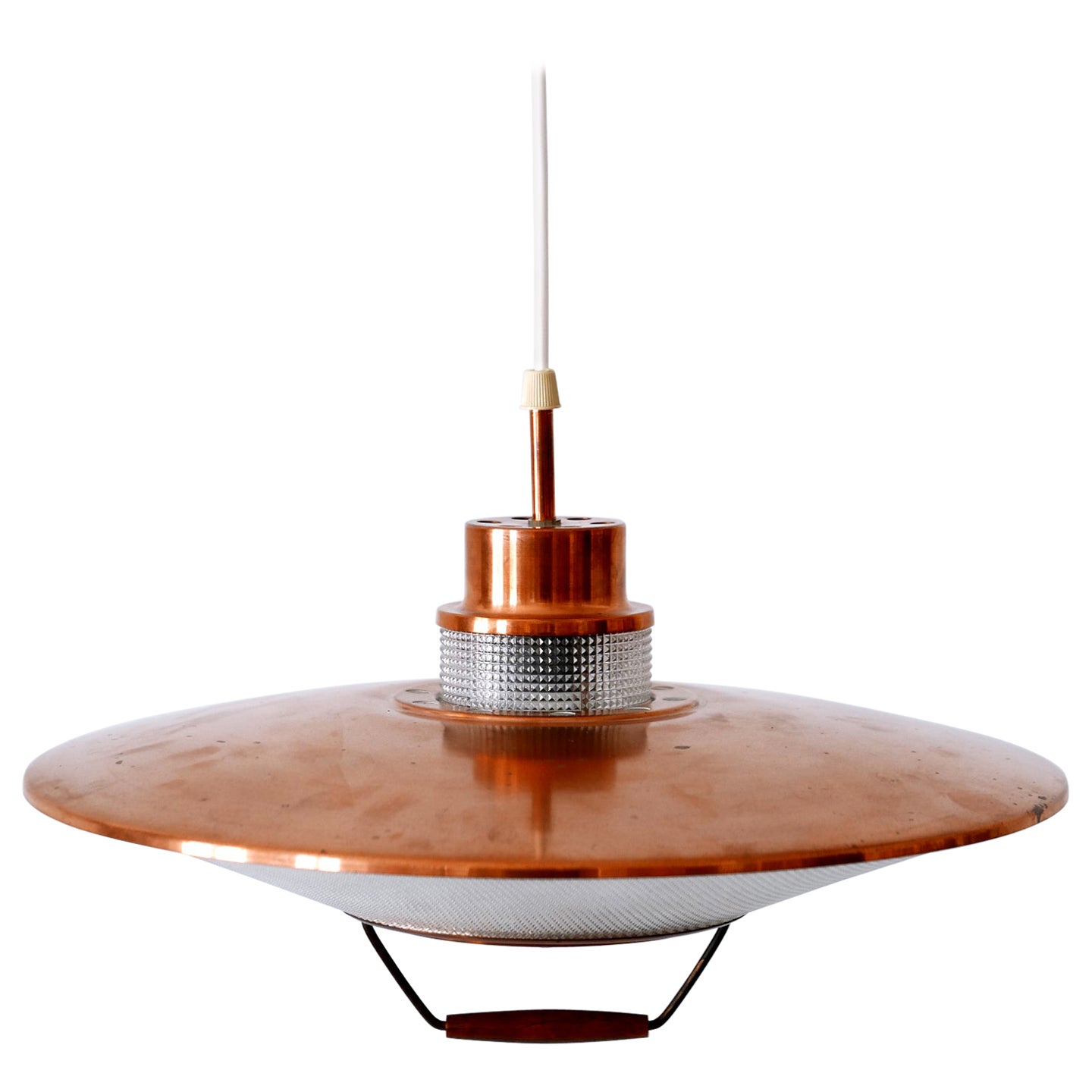 Rare Mid-Century Modern Scandinavian Copper Pendant Lamp or Hanging Light 1960s