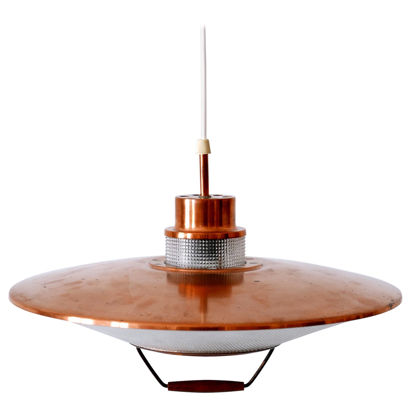 Rare lampe à suspension ou lampe suspendue scandinave en cuivre, moderne du milieu du siècle dernier, années 1960 