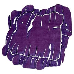 Bright Contemporary Purple Rug Irregular Unusual Abstract Shape, Viola