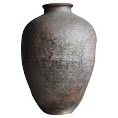 Grand vase en poterie japonaise ancienne 1700s-1800s / Vase à fleurs Wabi Sabi
