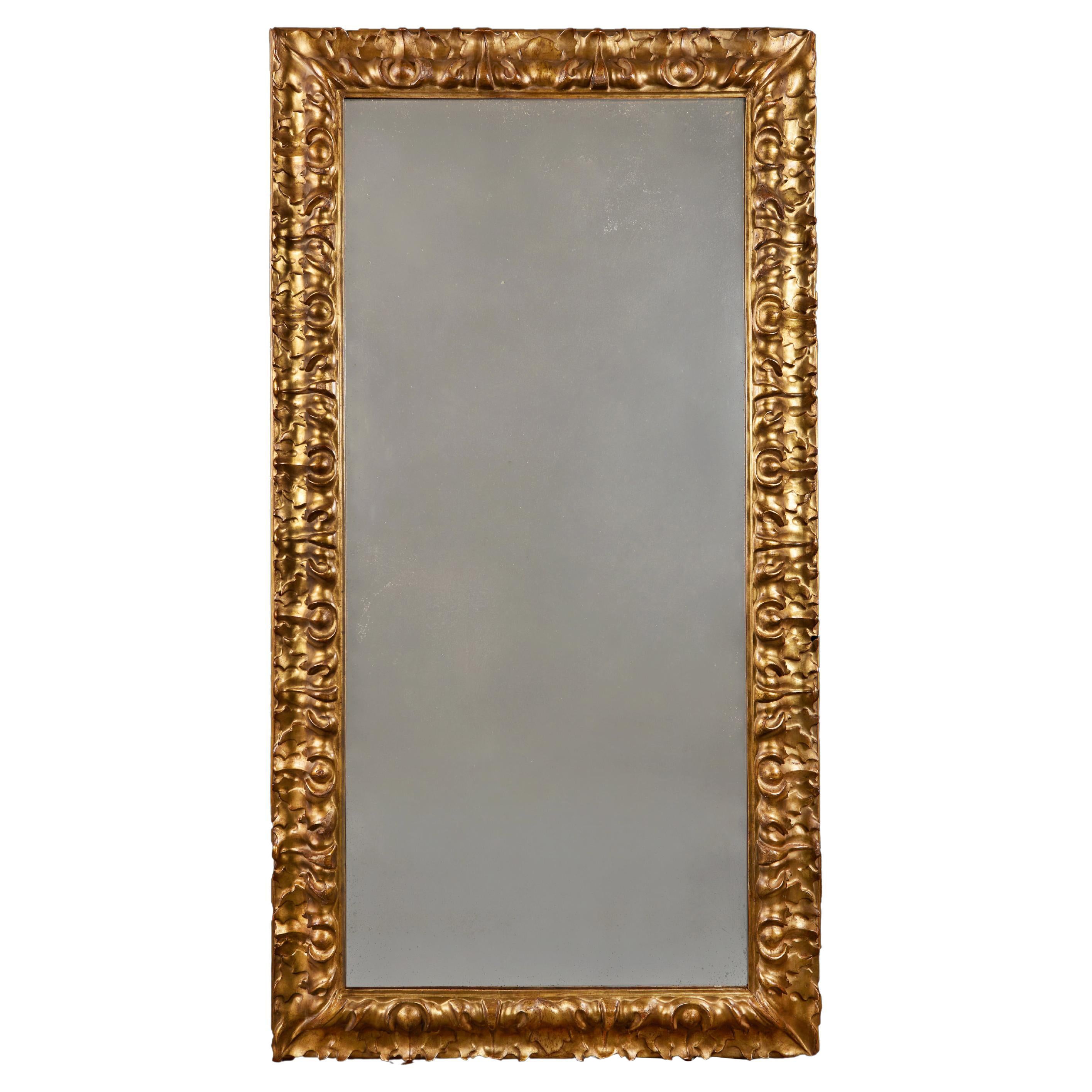 Large Florentine Late 18th Century Giltwood Mirror For Sale