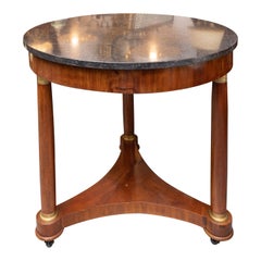 French Empire Circular Table with Black Marble Top