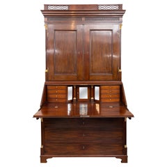 19th Century George III Style Mahogany Bureau Secretary Bookcase