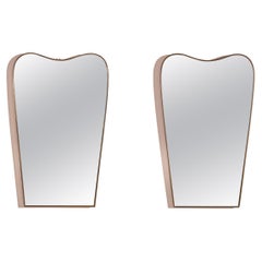 Pair of Gio Ponti Brass Mirror Produced and Labelled Luigi Fontana, Italy, 1940s