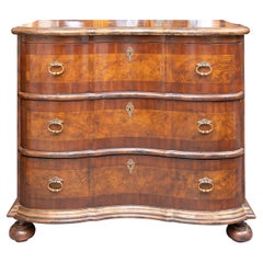 William and Mary Style Burl Walnut Inverted Serpentine Chest
