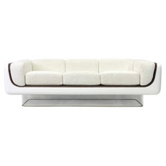 William Andrus for Steelcase Space Age, Sofa, White Bouclé and Leather, 1970s