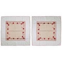 Pair of Tablecloths 'or Other' with Red Embroidery